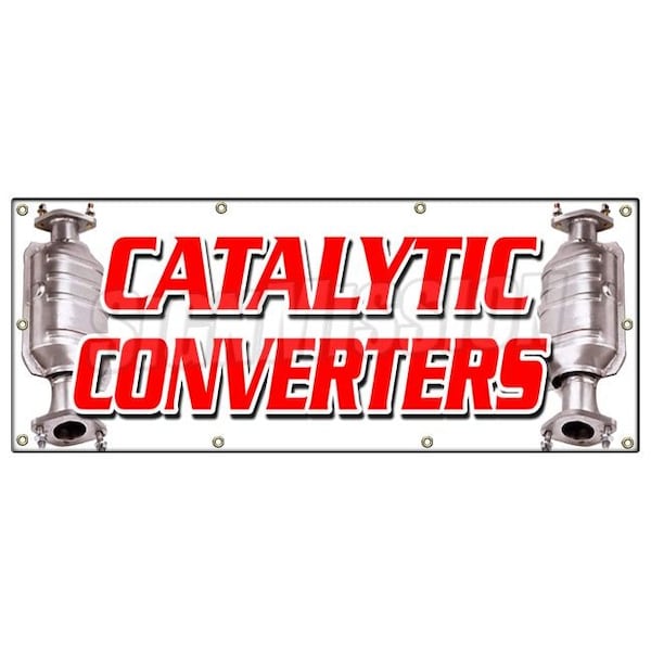 CATALYTIC CONVERTERS BANNER SIGN inspection asci auto cars repair a/c